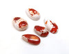 PS53 - 5 pcs. Genuine Mexican Fire Opal Teardrop Cabochons - To use with Bails and on Flat Pads! Sizes vary - Set V