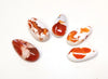 PS54 - 5 pcs. Genuine Mexican Fire Opal Teardrop Cabochons - To use with Bails and on Flat Pads! Sizes vary - Set W