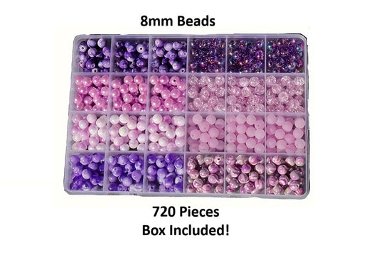 BD550 - 720 Beads - 8mm Assortment Box of Glass Gradient Style Round Beads - Ho - Assortment B