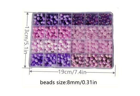 BD550 - 720 Beads - 8mm Assortment Box of Glass Gradient Style Round Beads - Ho - Assortment B