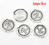 BD143 - 5 pcs. Antique Silver LARGE Letter "R" Alphabet Letter - 18mm x 18mm - Wax Design