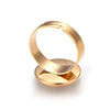 RB051 - 5 pcs. 201 Stainless Steel Golden ADJUSTABLE Cabochon Setting Bezel RING bases settings - Ring Size 7 US - Glue Pad 14mm