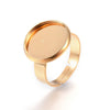 RB051 - 5 pcs. 201 Stainless Steel Golden ADJUSTABLE Cabochon Setting Bezel RING bases settings - Ring Size 7 US - Glue Pad 14mm