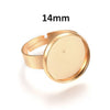 RB051 - 5 pcs. 201 Stainless Steel Golden ADJUSTABLE Cabochon Setting Bezel RING bases settings - Ring Size 7 US - Glue Pad 14mm