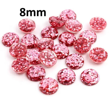 RC0086 - 10 pcs Druzy Resin Embellishment Cabochons - 8mm - Glitter Style - Light Pink - Solid