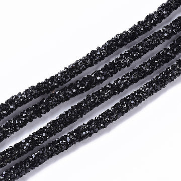 RR001 - 1 YD - Black Rhinestone Glitter Tubing Rope Cord - 6mm Thick - 2mm Hole