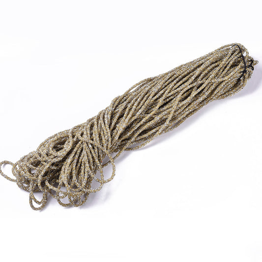 RR003 - 1 YD - Gold and Silver Rhinestone Glitter Tubing Rope Cord - 6mm Thick - 2mm Hole