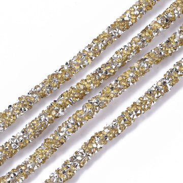 RR003B - 10 YDS - Gold and Silver Rhinestone Glitter Tubing Rope Cord - 6mm Thick - 2mm Hole