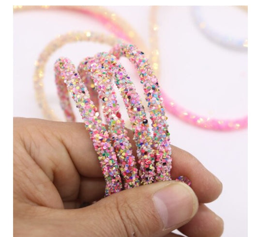 RR004 - 1 YD - Multicolor Rhinestone Glitter Tubing Rope Cord - 6mm Thick - 1.7mm Hole