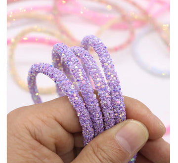 RR006 - 1 YD - Light Purple Multicolor Rhinestone Glitter Tubing Rope Cord - 6mm Thick - 1.7mm Hole
