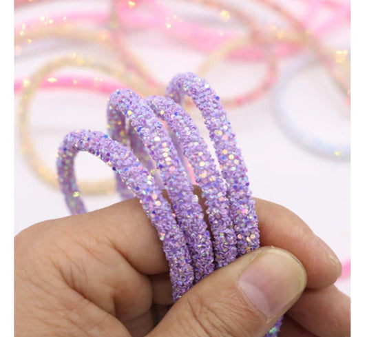 RR006 - 1 YD - Light Purple Multicolor Rhinestone Glitter Tubing Rope Cord - 6mm Thick - 1.7mm Hole