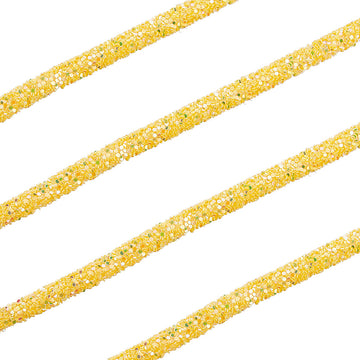 RR013 - 1 YD - Yellow Multicolor Rhinestone Glitter Tubing Rope Cord - 6mm Thick - 2mm Hole
