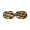RW0059 - 4 pcs. Brown and Gold Flakes Resin and Wood Round Flat Pendant - 30mm - (1.18") - Stripe Pattern