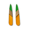 RW0065 - 4 pcs. Clear Orange and Green Stripe Resin and Wood Teardrop Flat Pendant - 44mm x 8mm - (1.73" x 0.32")