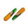 RW0065 - 4 pcs. Clear Orange and Green Stripe Resin and Wood Teardrop Flat Pendant - 44mm x 8mm - (1.73" x 0.32")
