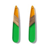 RW0067 - 4 pcs. Clear Green and Orange Stripe Resin and Wood Teardrop Flat Pendant - 44mm x 8mm - (1.73" x 0.32")