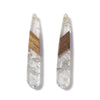 RW0068 - 4 pcs. Clear Silver Flakes and Brown Wood Teardrop Flat Pendant - 44mm x 8mm - (1.73" x 0.32")