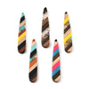 RW0077 - 4 pcs. Assortment of Solid Stripe Resin and Wood Teardrop Flat Pendant - 44mm x 8mm - (1.73" x 0.32")