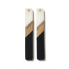 RW0078 - 4 pcs. Black and White Stripe Resin and Wood Rectangle Flat Pendant - 52mm x 8mm - (2.05" x 0.32")