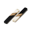RW0078 - 4 pcs. Black and White Stripe Resin and Wood Rectangle Flat Pendant - 52mm x 8mm - (2.05" x 0.32")