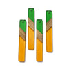 RW0079 - 4 pcs. Clear Orange and Green Stripe Resin and Wood Rectangle Flat Pendant - 52mm x 8mm - (2.05" x 0.32")