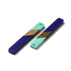 RW0080 - 4 pcs. Blue and Teal Stripe Resin and Wood Rectangle Flat Pendant - 52mm x 8mm - (2.05" x 0.32")
