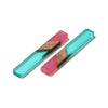 RW0081 - 4 pcs. Pink and Teal Stripe Resin and Wood Rectangle Flat Pendant - 52mm x 8mm - (2.05" x 0.32")