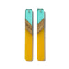 RW0082 - 4 pcs. Yellow Mustard and Aqua Stripe Resin and Wood Rectangle Flat Pendant - 52mm x 8mm - (2.05" x 0.32")