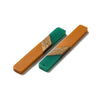 RW0083 - 4 pcs. Opaque Orange and Green Stripe Resin and Wood Rectangle Flat Pendant - 52mm x 8mm - (2.05" x 0.32")