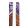 RW0084 - 4 pcs. Indigo, Purple and Blue Resin and Wood Rectangle Flat Pendant - 52mm x 8mm - (2.05" x 0.32") - Great for Earrings and Necklaces!