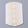 S005 - 50 pcs. White and Gold Kraft Paper Pillow Boxes Cases - 91mm x 63mm x 27mm (3.6" x 2.5"  x 1'") - Floral Pattern