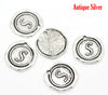 BD160 - 5 pcs. Antique Silver LARGE Letter "S" Alphabet Letter - 18mm x 18mm - Wax Design