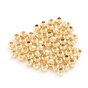 SBD002 - 5 gr. 304 Stainless Steel Golden Round Spacer Seed Beads - 2mm x 2mm - Hole: 0.8mm - Approx. 500 pcs
