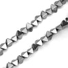 BD688 - 72 pcs. - 8mm Dark Silver Tone Hematite Bicone Beads - 15 inch strand - Hole: 0.9mm - 8mm x 4mm
