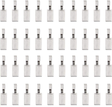 BA020 - 100 pcs. Silver Tone Rectangular Large Glue On Bails - 26x8mm