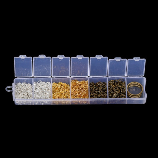 T047 - Box with Assortment of 1200pcs Open Jump Rings-5mm-and Tool! 3 Colors! Silver Plated, Gold Plated, Antique Bronze!