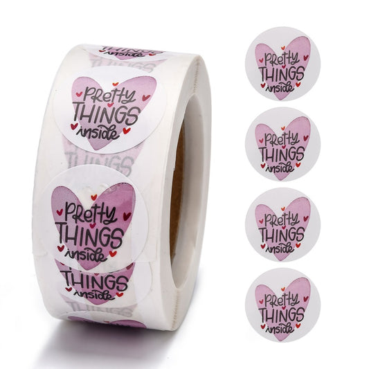 STPTI - 1 Roll of 500 pcs. Pretty Things Inside Packaging Shipping Stickers - 1" (25mm)