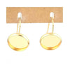 E212 - 10 pcs. 304 Stainless Steel Gold Plated Earring Hooks Settings Bezels Cabochons - 12mm Glue Pad Setting