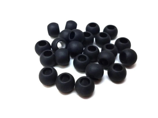 BD407 - 10 pcs 201 Stainless Steel Ball Spacer Beads- 10mm x 8mm - Hole: 5mm - Black Matte - Tarnish Resistant! For Paracord and European Beads
