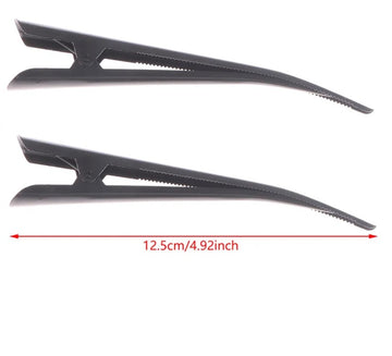 H077 - 2 pcs Black Pelican Beak Clips Blanks - 125mm (4.9") - LARGE - With teeth for better hold!