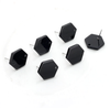 E630 - 10 pcs. Resin Earring Posts Studs Settings Cabochons Tacks - 16mm x 18mm - Hexagon - Black