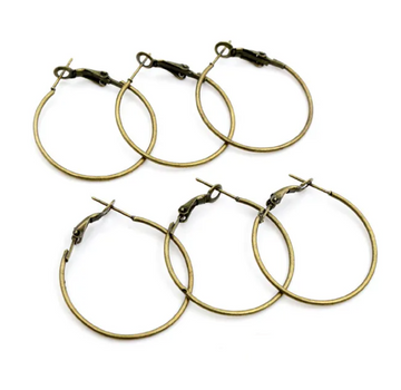 E247 - 20 pcs (10 pairs) Antique Bronze Earring Hoops - 30mm (1.18 inch)