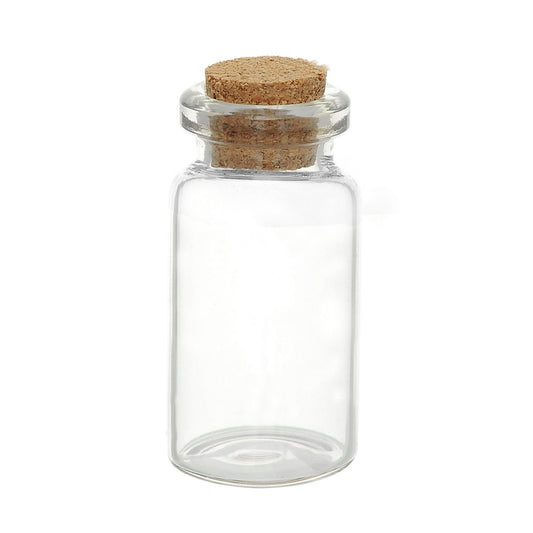 T023 - 5 pcs. Glass Tube Jewelry Bead Storage Vials Potion Cylinder Bottles with Corks - 45mm x 22mm - 38.5mm Depth per vial