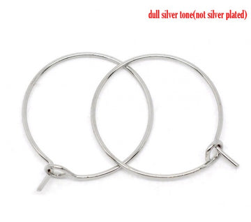 W007 - 200 pcs. Silver Tone Wine Charm/Earwire Hoop Rings - 20mm - 20 Gauge (0.8mm)