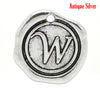 BD161 - 5 pcs. Antique Silver LARGE Letter "W" Alphabet Letter - 18mm x 18mm - Wax Design