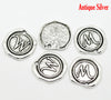 BD161 - 5 pcs. Antique Silver LARGE Letter "W" Alphabet Letter - 18mm x 18mm - Wax Design