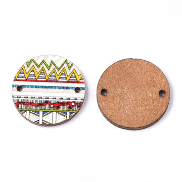 WP0015 - 10 pcs. White Boho Wood Circle Flat Connectors – 20mm x 2mm - Hole Size: 1.5mm