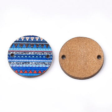 WP0017 - 10 pcs. Dark Blue Boho Wood Circle Flat Connectors – 20mm x 2mm - Hole Size: 1.5mm