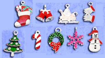P172 - 18 pcs. Silver Plated Enamel Assortment of Christmas Charms Pendants - 19x8mm to 27x16mm