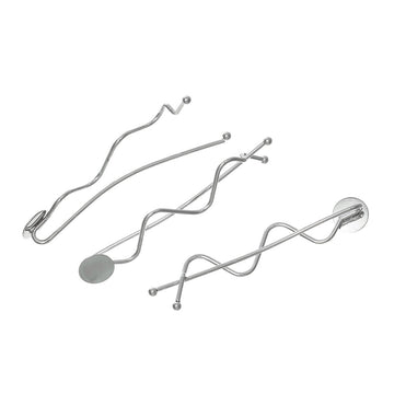 H051 - 10 pcs. - Silver Tone Hair Bobby Pins Cabochons Bezels - 65mm x 16mm (2.56" x 0.63") - 10mm Glue Pad - Flat Tray